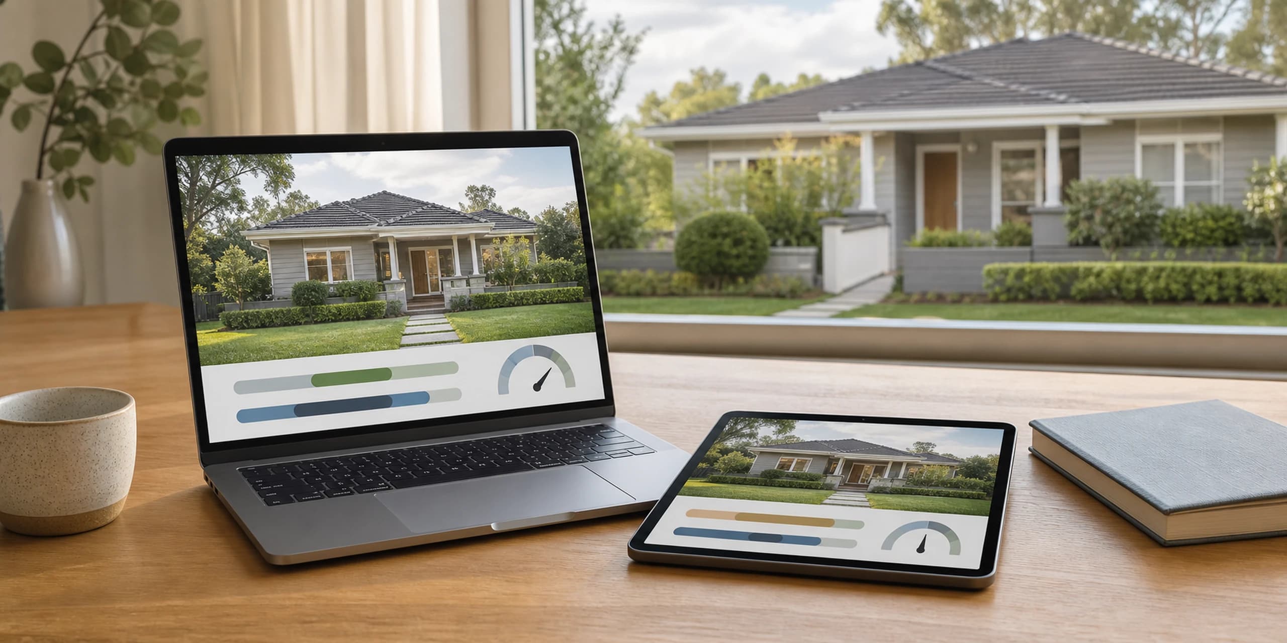 Homeowner comparing different online property estimate ranges