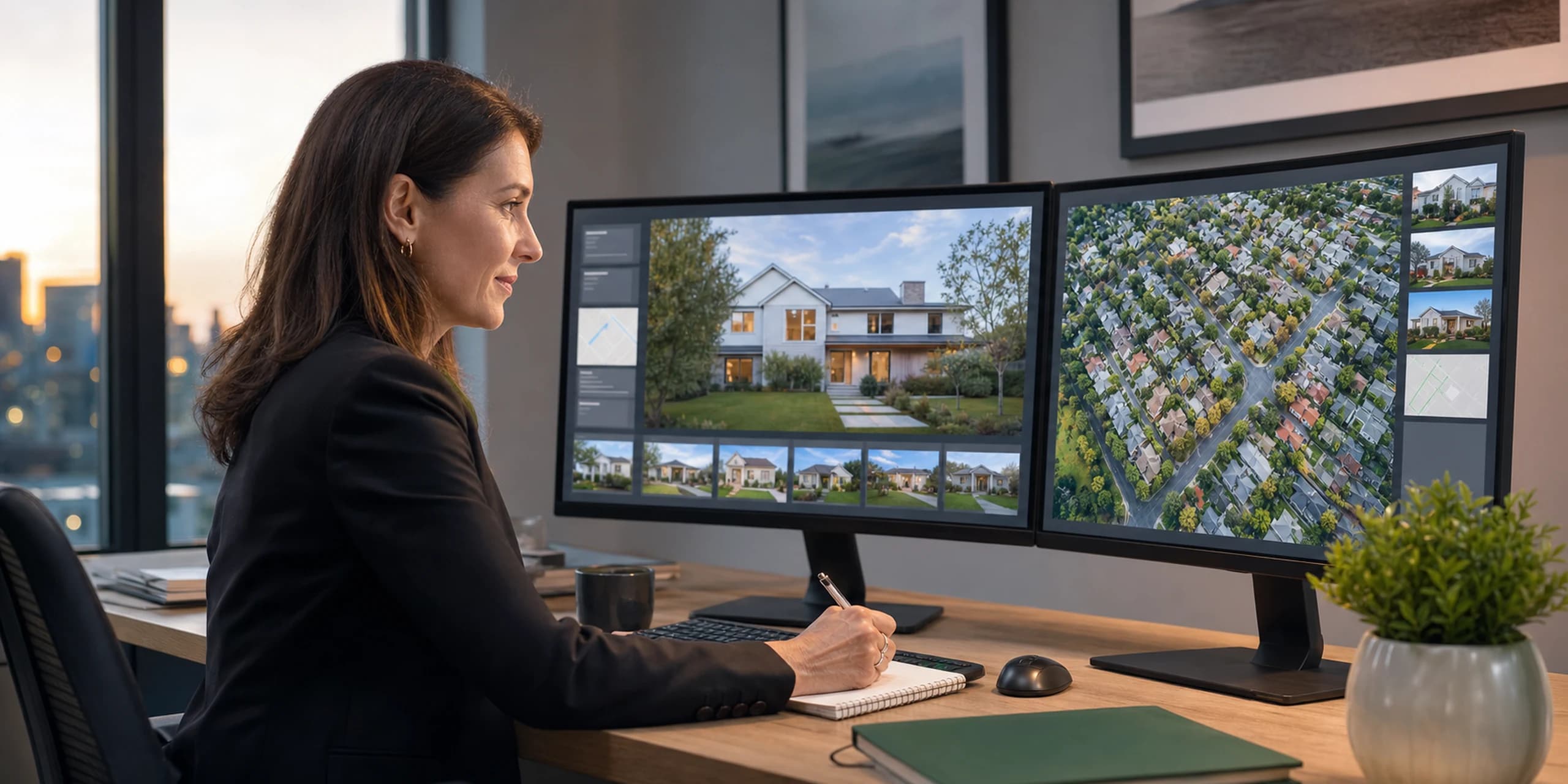 Property valuer comparing digital property and neighbourhood evidence