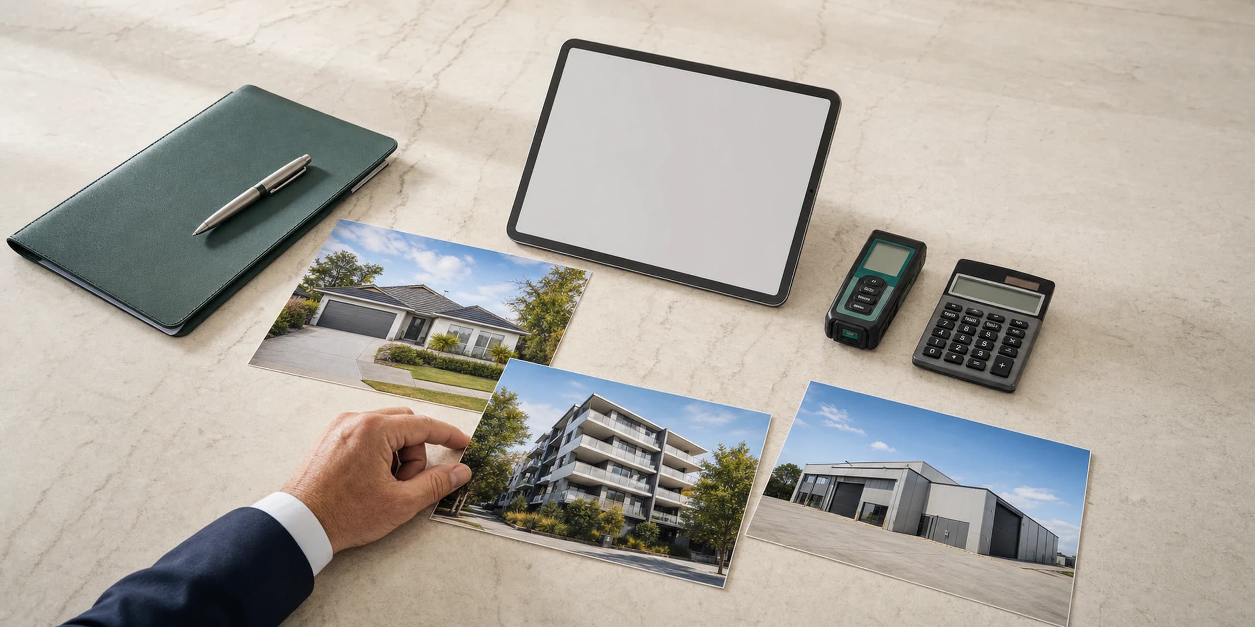 Valuation tools and photographs of residential, apartment and commercial property