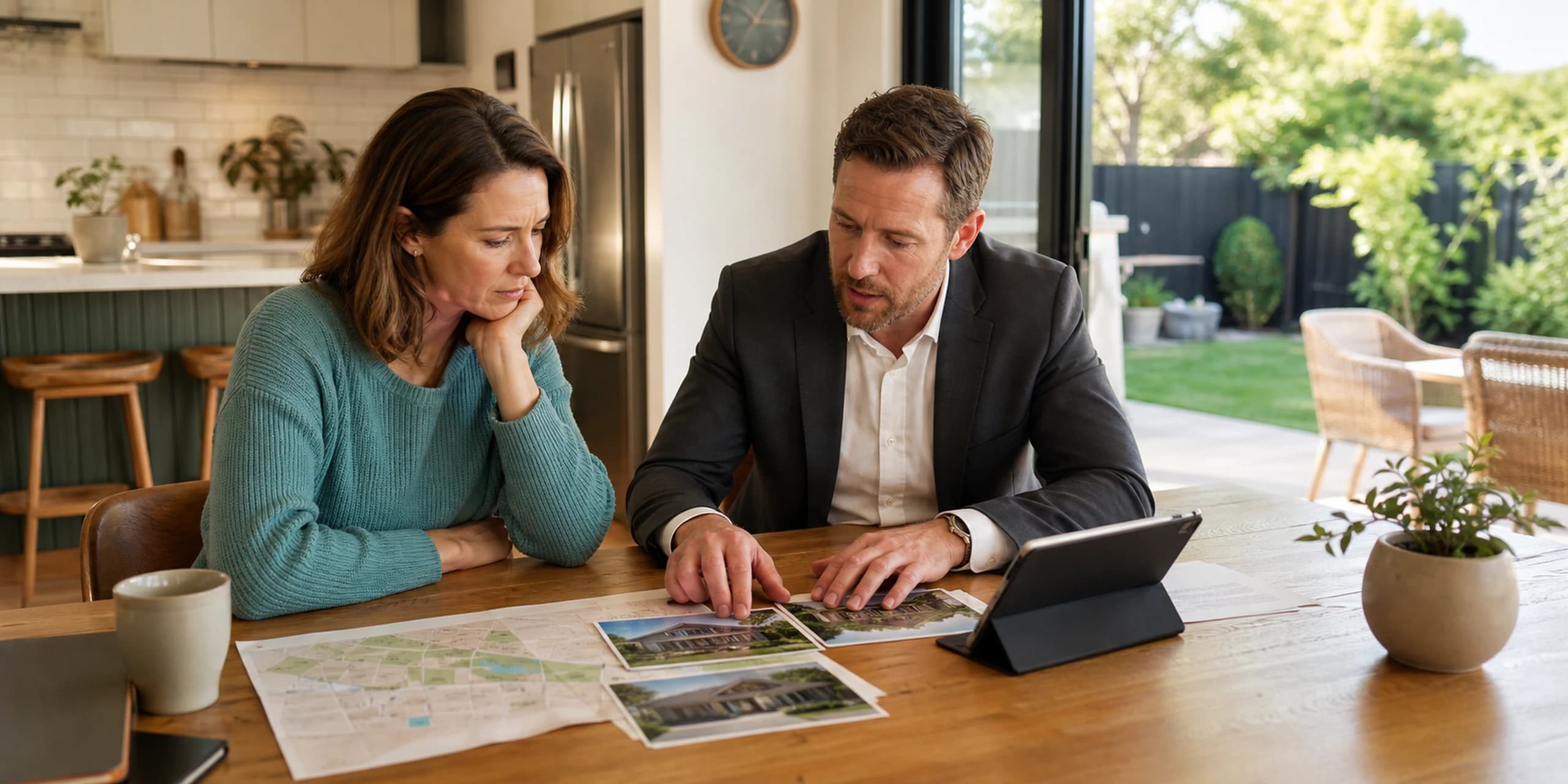Homeowner and mortgage broker reviewing comparable sales evidence