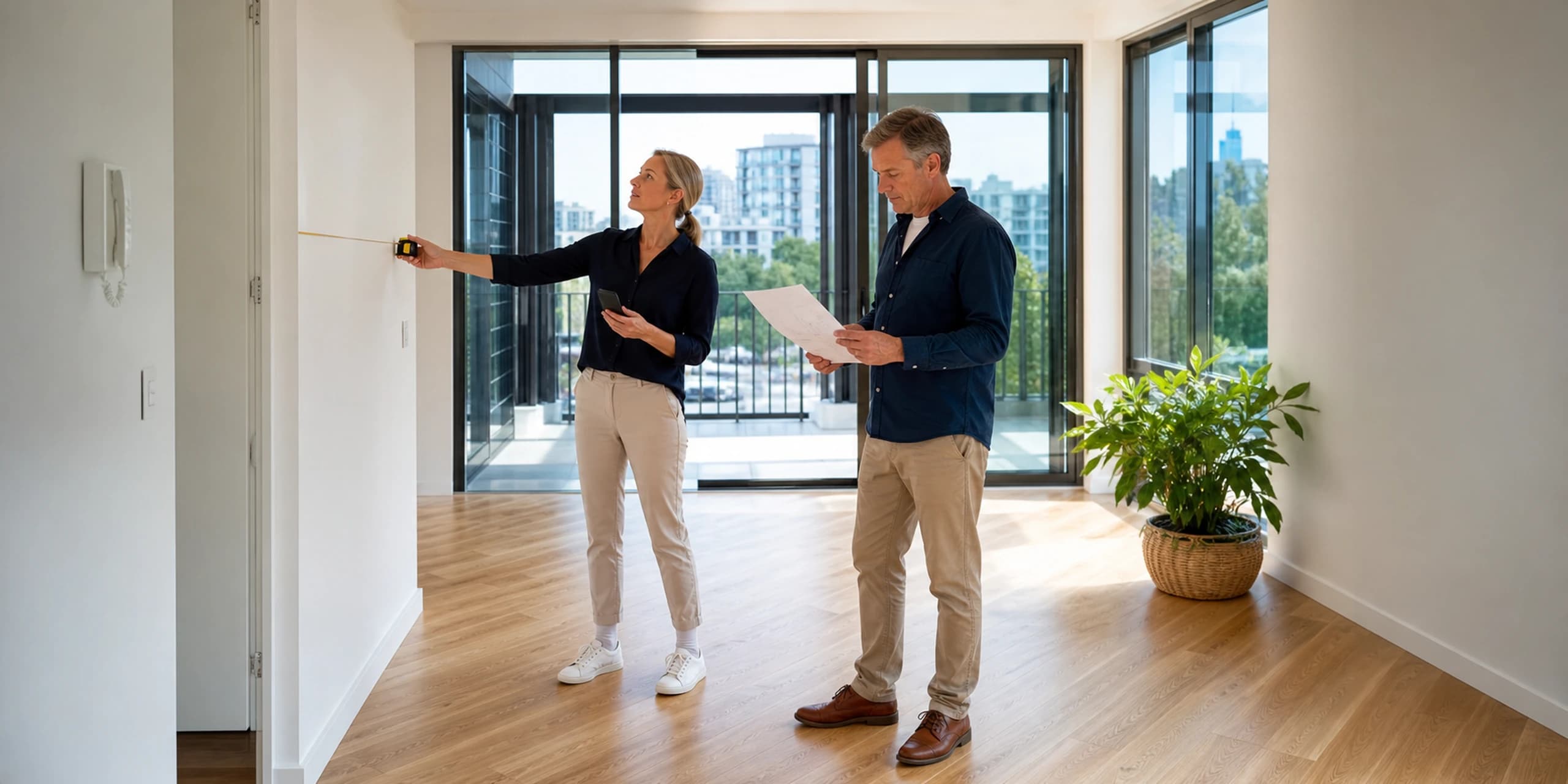 Independent valuer measuring an apartment for a market rent assessment